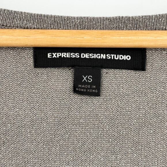 Express Mocha Brown Shimmer Ruffle Sleeve V-neck Top Size XS - Picture 6 of 6